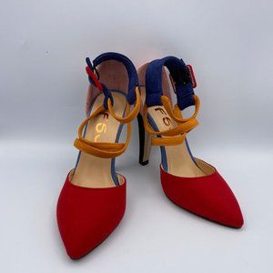  FSJ Pointy Toe Ankle Strap Heels Buckle Cone Heel